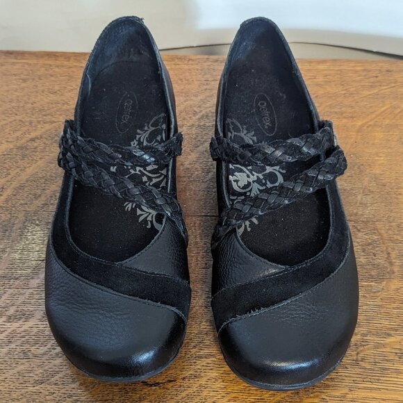 Aetrex Ada Braided Mary Jane Pebbled Leather Orthopedic Shoes Academia Boho - Picture 4 of 9